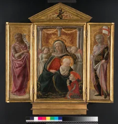 Triptych: Madonna and Child with St. John the Baptist and St. George, c.1437