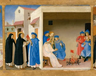 The Dispute of Saint Dominic and the Miracle of the Book Predella of the Retable The Coronation