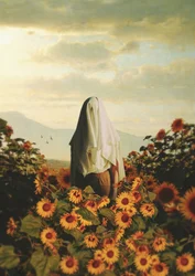 Mysterious Figure Sunflowers
