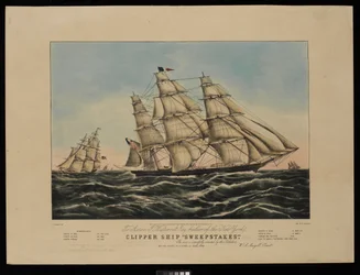 To Aaron J Westervelt Esq. builder of the New York clipper ship Sweepstakes this print is respectfully dedicated by the Publishers