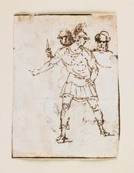 Study of Two Roman Soldiers and a Bearded Figure; Study of a Bearded Man Walking with a Stick