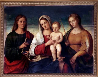 Virgin with Child Surrounded by St John the Evangelist and St Catherine of Alexandria