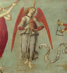 Angel playing the bagpipe (detail)