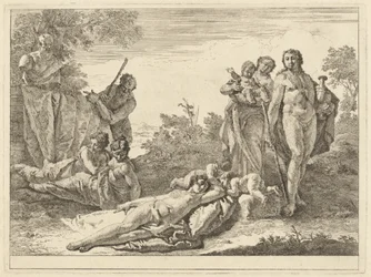 Nine Figures around a Herm of Pan