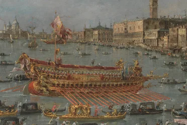 The Bucintoro Festival of Venice. The Bacino di S. Marco with the Bucintoro, the Doge