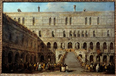 The coronation of the Doge of Venice on the staircase of the Giants at the Ducal Palace