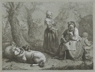 Three Shepherdesses with Sheep