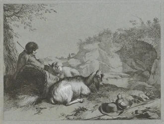 Shepherd with Sheep and Goat (series title: Shepherd Scenes)