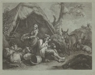 Seated Old Man and Woman with a Basket of Eggs, 1759-1782