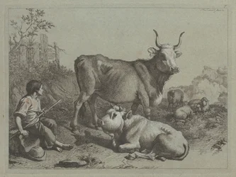 Seated Shepherd with a Bull and Bullock, 1763