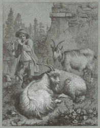 Shepherd Playing a Flute with Goats, 1764