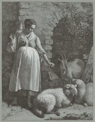 Woman Spinning Yarn by an Arch