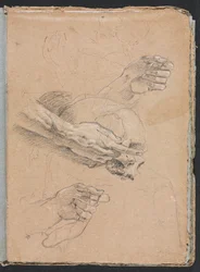 Verona Sketchbook: Study of hands and skull (page 21)