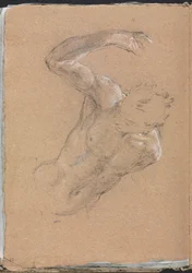 Verona Sketchbook: Male Nude with Upraised Right Arm (Page 32)