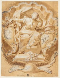 Allegorical Figure with Arms of Alexander VIII (Ottoboni) and Arms of Papacy