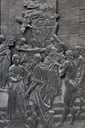 Base representing Alessandro Farnese receiving the ambassadors of Queen Elisabeth of England (detail)