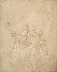 Classical Female Figure Diana or Venus with Two Infants, ca. 1539-42