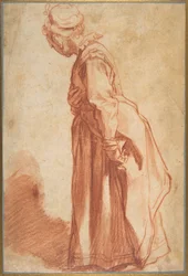 Standing Woman Looking to Left Background