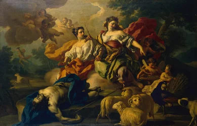 Juno places the Eyes of Argo in the Tail of a Peacock