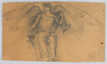 Sketch of Angel with Flowers