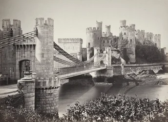 Conwy Castle and Suspension Bridge from the Island (687)