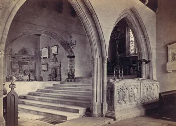 Monuments and Chancel Steps, Tenby Church, 1870s