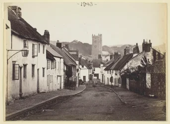 Untitled [thatched cottages and church], 1860-94