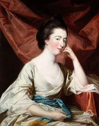 Portrait of a Lady in a White Dress and Blue Sash