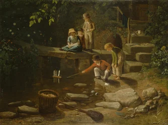 Boy Sailing a Little Boat