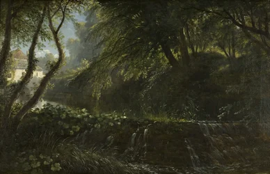 River Scene with Weir and Mill, c.1823