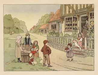 Victorian Children Outside the Village Bakery, from The Book of Shops