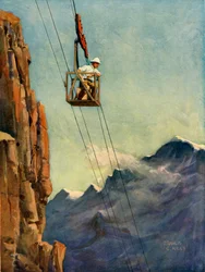 Engineers at Work on a Mountain Ropeway, c1930