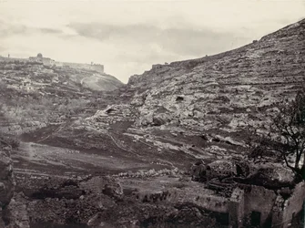 Mount Moriah, Jerusalem, from the Well of En Rogel