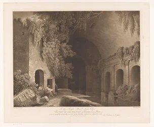 Two Draftsmen at the Nymphaeum of Egeria in the Caffarella Park near Rome