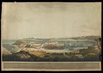 South View of Corunna from the Heights near the Convent of St. Margaret, engraved by H. Merke, published in 1809