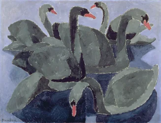 Black Swans on a Blue Background, c. 1909