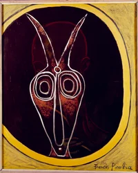 Transparency. Man Face And Animal Head With Superimposed Horn, 20th century