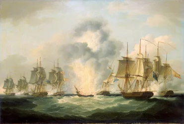 Four British frigates capturing Spanish treasure transport ships, October 5