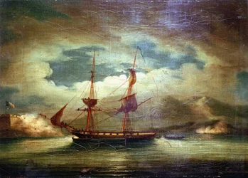 The French ship “Le Curieux”, in Martinique, February 3