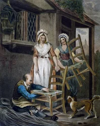 Making wicker chair seats, engraving by Francis Wheatley from Cries in London, United Kingdom