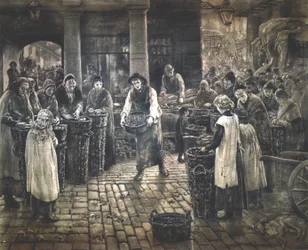Covent Garden Scene - Women Workers Standing