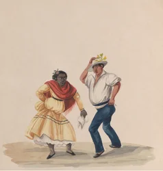 A Man and a Woman Dancing, from a Group of Drawings Depicting Peruvian Costume, 1848