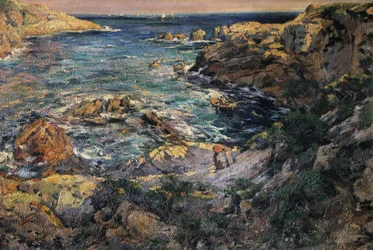 View of the Coast of Aiguablava in Spain, Painting by Francesc Gimeno i Arasa