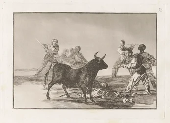 The Rabble Hamstring the Bull with Lances, Sickles, Banderillas and Other Arms, Plate 12 from La Tauromaquia