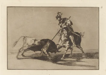 The Cid Campeador Spearing Another Bull, Plate 11 from La Tauromaquia