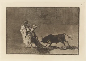 The Moors Make a Different Play in the Ring Calling the Bull with Their Burnous, Plate 6 from La tauromaquia
