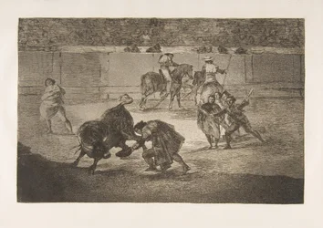 Plate 29 of the Tauromaquia: Pepe Illo making the pass of the recorte
