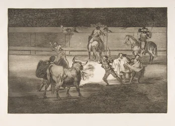 Plate 31 of the Tauromaquia: Banderillas with Firecrackers