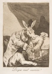Plate 40 from Los Caprichos: Of What Ill Will He Die, 1799