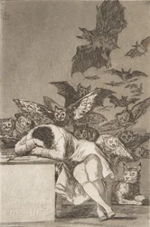 Plate 43 from Los Caprichos: The Sleep of Reason Produces Monsters